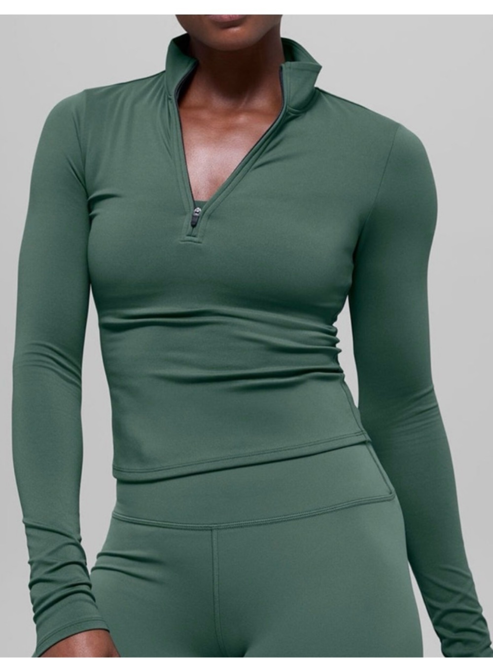 Alo Long-Sleeve Half-Zip Athletic Top in Deep Green size M nwot